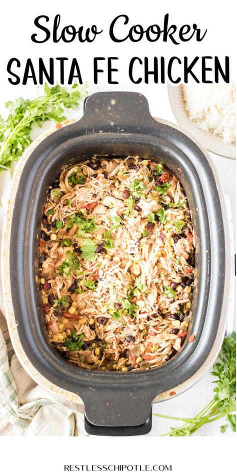 Santa Fe Chicken, Slow Cooked Chicken, Taco Meat, Slow Cookers, Crock Pot Slow Cooker, Instapot Recipes, Greens Recipe, Crockpot Chicken, Weeknight Dinner