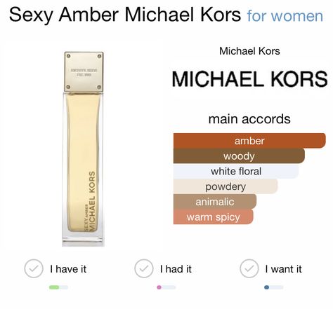 sexy amber michael kors Michael Kors Perfume Woman, Michael Kors Perfume, Woody Perfume, Diy Perfume, Perfume Collection Fragrance, Body Smells, Perfume Scents, Perfume Fragrance, Woody Fragrance