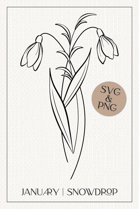 January Flower Drawing, January Flower Snowdrop, Snow Drop Flower Drawing, January Birth Flower Tattoo Snowdrop, Snowdrop Outline, January Flower Tattoo Birth Month, Snowdrop Flower Drawing, Snowdrop Drawing, January Drawings