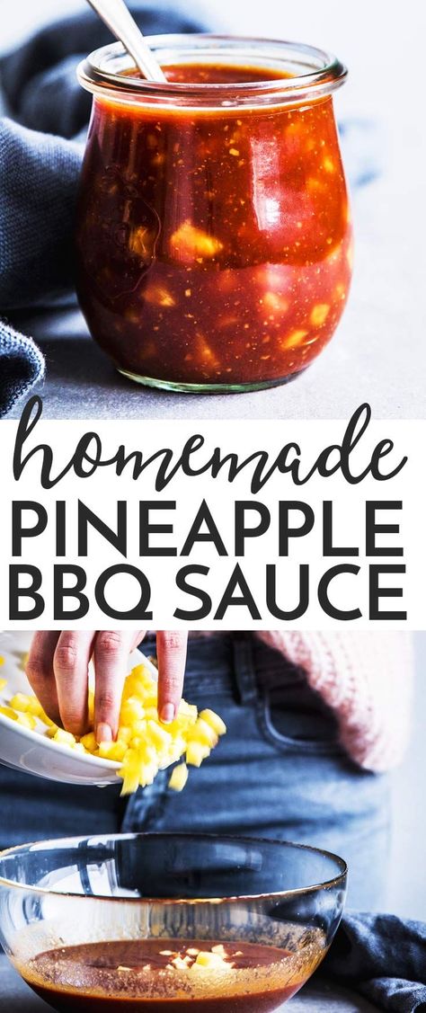 Hawaiian Bbq Sauce Recipe, Pineapple Bbq Sauce Recipe, Pineapple Bbq Sauce, Bbq Pineapple, Homemade Bbq Sauce Recipe, Homemade Sauce Recipes, Homemade Condiments, Sauce Pasta, Bbq Sauce Recipe