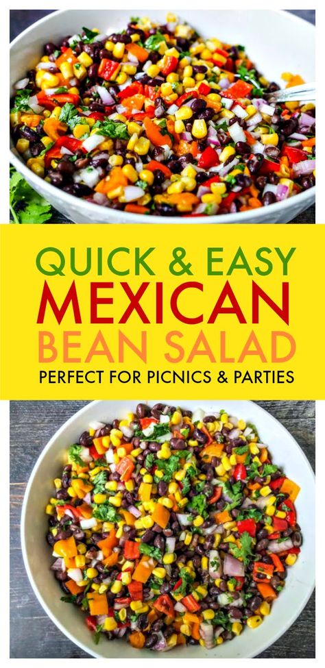 Easy Mexican Side Dishes, Side Dishes For A Crowd, Dishes For A Crowd, Mexican Bean Salad, Mexican Side, Picnic Side Dishes, Mexican Side Dishes, Mexican Salads, Friends Recipes