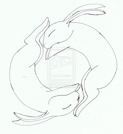 Rabbit yin yang 3 Rabbits, Hare Animal, Doodle Art For Beginners, Rabbit Drawing, Rabbit Tattoos, Bunny Art, Arte Obscura, Circle Art, Linocut Prints