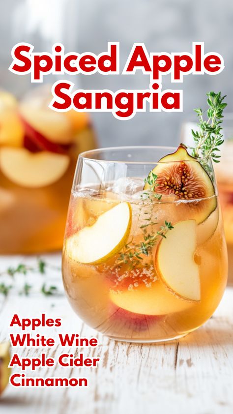 The Spiced Apple Sangria is a crisp and refreshing fall-inspired cocktail that combines the sweetness of apple cider with the bright flavors of white wine. Infused with cinnamon sticks and fresh apple slices, this sangria captures the cozy warmth of autumn. Garnished with fresh figs and thyme, it’s the perfect drink for festive gatherings or relaxing evenings by the fire.
#spicedapplesangria #fallsangria via @mybartender Fall Apple Sangria, Thanksgiving Sangria, Apple Cider Sangria Recipe, Fall Sangria Recipes, White Sangria Recipe, Winter Sangria, Holiday Sangria, Apple Sangria, Cider Sangria