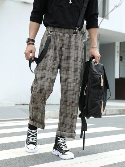 Trouser Pants Outfits, Outfits Quotes, Sandal Tali, Dark Academia Outfits, Plaid Jumpsuit, Pants Outfit Men, Queer Fashion, Neue Outfits, Guys Clothing Styles