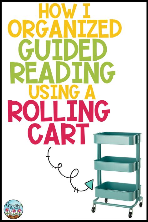 I used a rolling cart to store and organize my Guided Reading materials and have everything at my fingertips. I store so many materials for guided reading groups such as pointers, dry erase markers, Elkonin boxes, sight word flashcards, timers, and more on my cart. It helps to keep me organized and ready to teach! #guidedreading #classroomorganization #readinggroups #organization Organizing Guided Reading Materials, Guided Reading Organization First Grade, Organize Small Group Materials, Teacher Small Group Cart, Guided Reading Table Set Up, Organizing Phonics Materials, Guided Reading Cart, Spire Reading Program Organization, Organizing Small Group Materials