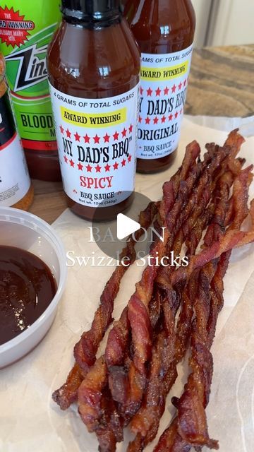 Leslie Stern | Easy Everyday Recipes on Instagram: "Let’s wake the house up with my Bacon Swizzle Sticks! 🥓
Delicious on their own but stay tuned tomorrow for the full Bloody Mary recipe. Hint: it’s actually @mydadsbbq recipe 😉

Here’s what you’ll need:
1 lb of bacon
1 cup dark brown sugar
Freshly cracked pepper

Baking sheet
Parchment paper
Baking rack

Here’s how you make them: 
1. Add the bacon to a large bowl and separate.
2. Add the brown sugar, freshly cracked pepper and mix well ensuring to coat every side and piece of bacon.

Preheat the oven to 350°.
3. To a lined baking sheet, add a baking rack on top of the parchment paper. (Very important step for clean up).
4. Twirl one end of the bacon until the entire piece is twirled.
5. Lay across the sheet pan length wise. Repeat until Baking Rack, Dark Brown Sugar, Parchment Paper Baking, Cracked Pepper, Swizzle Sticks, Parchment Paper, Everyday Food, Baking Sheet, Large Bowl