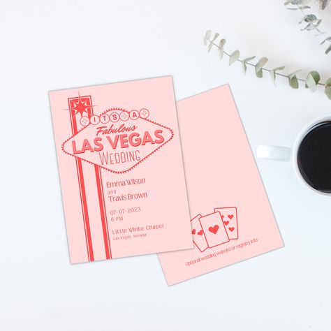 Vegas Wedding Venue, Las Vegas, Vegas Elopement Invitations, Vegas Wedding Invitations, Las Vegas Wedding Invitations, Vegas Vibes, Flamingo Las Vegas, 1960s Wedding, Elopement Invitation