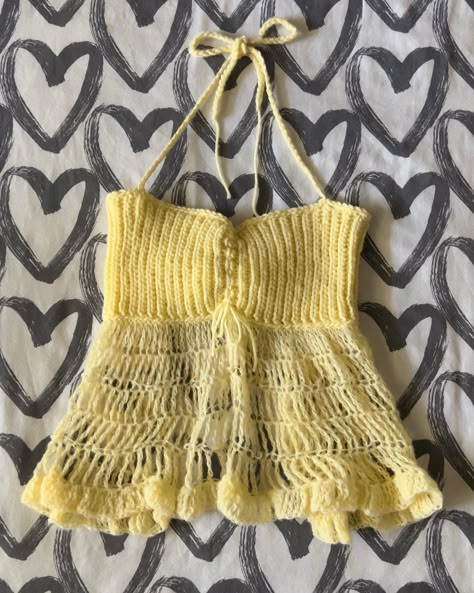 pink or yellow? 💗💛 The tutorial for this crochet babydoll top is finally posted on my YouTube channel, linked in my b!o 💕 For everyone who’s been waiting: thank you so so so much for your patience! I really can’t wait to see you all make it 🫶🏾 #crochet #crocheting #knit #knitting #crochetdesigner #yarn #fashiondesigner #machineknitting #handmade Yellow Yarn Crochet Ideas, Crochet Babydoll Top, Crochet For Dummies, Crochet Babydoll, Lace Clothes, Knit Inspiration, Knitting Hacks, Yellow Crochet, Crochet Aesthetic