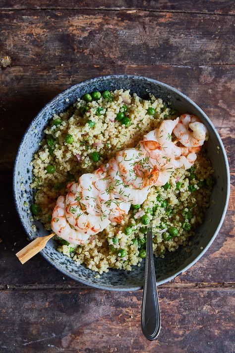 Shrimp Quinoa with Lemon & Dill Dressing – AΦRODITE's KITCHEN | A Cyprus Food Blog Dill Shrimp, Quinoa Shrimp, Lemon Dill Dressing, Shrimp Quinoa, Cyprus Food, Shrimp And Quinoa, Crispy Quinoa, Dill Dressing, Roasted Shrimp