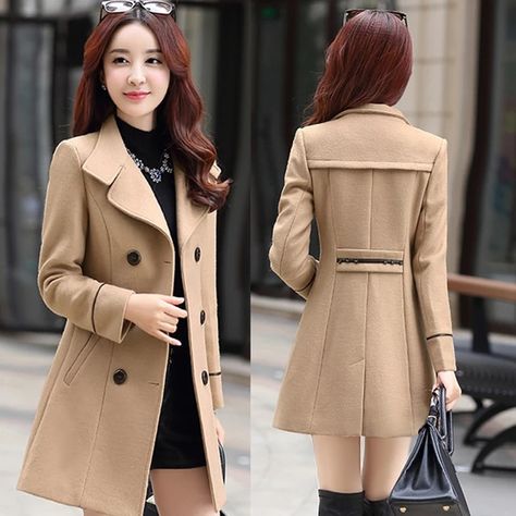 Women's Windbreaker, Middle Age Fashion, Wool Coat Women, Womens Windbreaker, Plus Size Coats, Wool Blend Coat, Woolen Coat, Trench Coats Women, Winter Coats Jackets