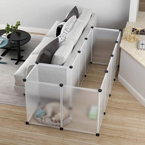 Amazon.com : MAGINELS Pet Playpen Dog Puppy Crate Kennel Rabbit Fence Panels Plastic Exercise Pen Cage Yard for Small Animals Rat Transparent 12 Panels : Pet Supplies Diy Play Pen Dogs, Cat Play Pen Indoor, Dog Playpen Ideas, Puppy Pen Ideas Indoor Small Space, Diy Puppy Pen, Kitten Playpen, Indoor Dog Pen, Dog Play Pen, Beauceron Dog