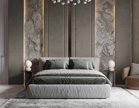 Report Modern Bedback Design, Bed Back Wall Design Modern Luxury, Modern Bedrooms Luxury, Modern Luxury Bedroom Design Grey, Bed Back Wall Design Master Bedrooms, Modern Master Bedrooms 2022, Masterbedroom Luxe, Luxury Bedroom Master Romantic Interior Design, Bedback Designs Modern