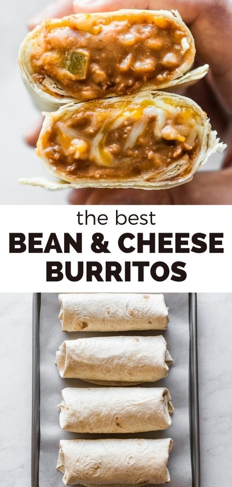 Easy Chicken Burritos, Creamy Refried Beans, Bean And Cheese Burrito, Isabel Eats, Burritos Recipe, Chicken Burritos, Melty Cheese, Diced Onions, Mexican Food Recipes Authentic