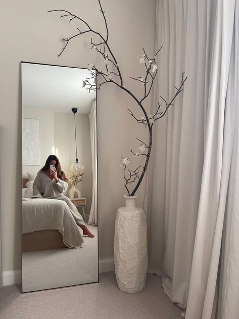 Bedroom Big Mirror, Big Mirror In Bedroom, Small Room Interior, Stylish Room Decor, Corner Sofa Design, Aesthetic Mirror, Pinterest Room Decor, Home Design Living Room, Small Room Bedroom