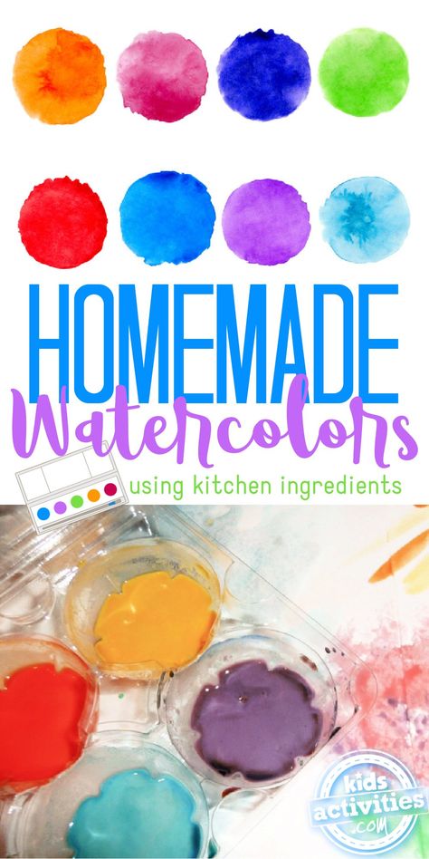 How to Make Homemade Watercolor Paint with Kids | Kids Activities Blog Diy Water Paint, How To Make Watercolor Paint Diy, Toddler Watercolor Activities, How To Make Watercolor, Making Watercolor Paint, Home Made Paint For Kids, How To Make Watercolor Paint, Homemade Paint For Kids, Homemade Watercolor Paint