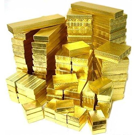 100 Gold High Quality Assorted Cotton Filled Jewelry Boxes -- You can find out more details at the link of the image. (This is an Amazon Affiliate link and I receive a commission for the sales) Gold Bullion Bars, Cotton Jewelry, Gold Bars, Gold Money, Bracelet Box, Gold Chain With Pendant, Denzel Washington, Cotton Gifts, Packaging Boxes