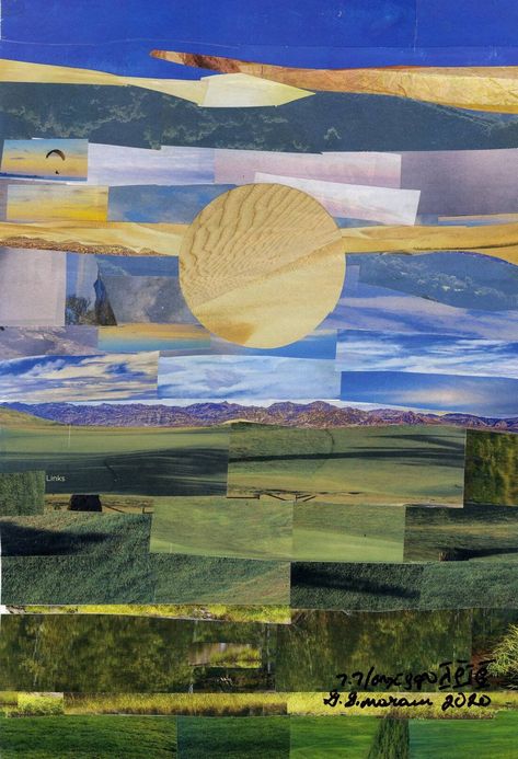 Paper Collage on paper, Landscape Collage Landscape Art, Collage Scenery, Nature Collage Art, Landscape Collage Art, Zine Collage, Road Collage, Textured Collage, Health Architecture, Composite Images