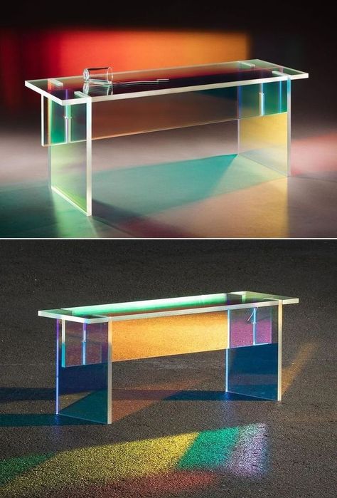 Acrylic Furniture Design, Plexiglass Table, December Projects, Acrylic Furniture, Acrylic Decor, Acrylic Table, Furniture Details, Bench Table, Bar Design