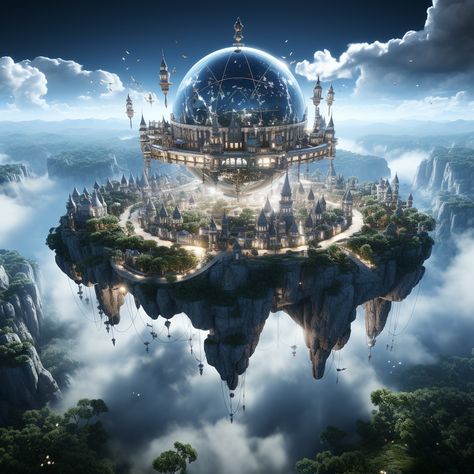 Castle In The Clouds, Imperial City, Sci Fi Landscape, Fantasy Town, Floating City, Rpg Map, Castle In The Sky, Property Tax, Alien Worlds