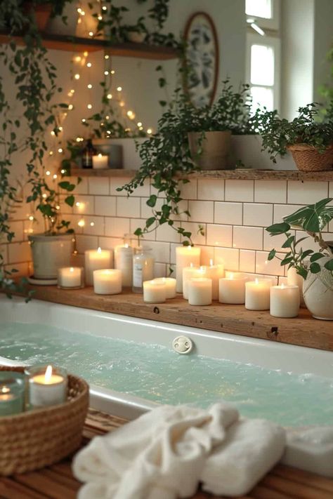 23 Elegant Bathroom Decor Ideas That Will Outclass Any 5-Star Hotel | DIY Vibes Nature Aesthetic Bathroom, Spa Styled Bathroom, Apartment Earthy Aesthetic, Cozy Earthy Bathroom, Spa Bathroom Makeover, Hotel Bathroom Aesthetic, Relaxing Bathroom Ideas, Spa Bathroom Ideas Master Bath, Elegant Bathroom Decor Ideas