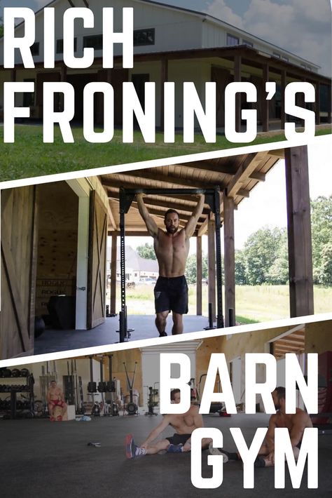 Rich Froning's Barn Gym is INSANE! Home Crossfit Gym Ideas, Shop Gym Ideas, Crossfit Outdoor Gym, Muay Thai Gym Design, Rogue Home Gym, At Home Crossfit Gym, Barn Gym Ideas, Crossfit Gym Design Ideas, Outdoor Gym Ideas Backyards