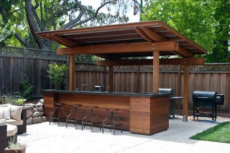 Backyard Sitting Areas, Grilling Area, Backyard Covered Patios, Amazing Backyard, Outdoor Patio Diy, Concrete Patios, Backyard House, Outdoor Patio Bar, House Backyard