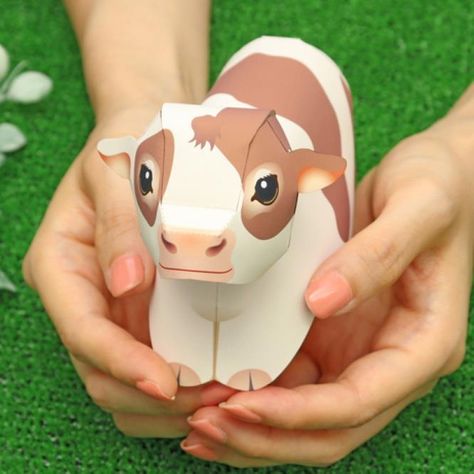 PAPERMAU: A Cute Calf Miniature Paper Toy - by Ayumu Saito ... Janmashtami Decoration, 3d Toys, Paper Mask, Paper Animals, 3d Paper Crafts, Barn Owl, Paper Toys, 3d Paper, Paper Models