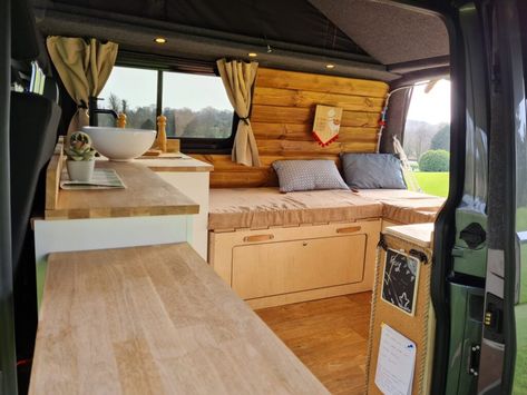 The van has been converted to the highest specification and quality with a cosy wood interior. On board there is 12v switch panel for … Read more Rai -- VW T6 SWB Cosy camper - very low mileage T5 Conversion Interior, Vw Transporter Interior Ideas, Vw Transporter Swb Conversion, Vw T6 Conversion, Vw Campervan Interior T6 Camper, Swb Camper Conversion, Vw Transporter Camper Interior, Vw T6 Camper Conversion, Camper Van For 4