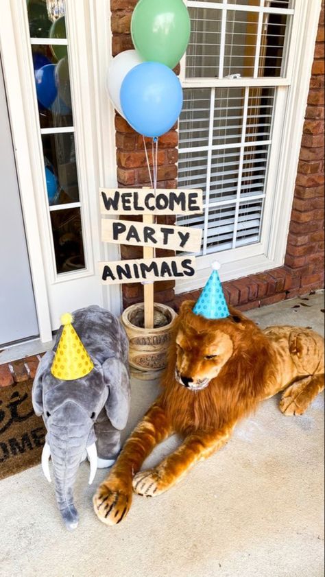 First Bday Safari Theme, One Year Old Birthday Party Animal Theme, Jungle Second Birthday Party, Outdoor Zoo Birthday Party, Three Year Old Animal Party, Zoo Fourth Birthday, Zoo Birthday Decorations, Three Year Old Zoo Party, Zoo Animals Birthday Party