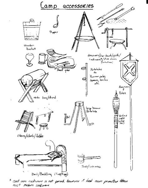 SCA Camping Accessories. Viking Tent, Sca Camping, Viking Camp, Camping Things, Camping List, Bushcraft Camping, Camp Furniture, Camping Survival, Camping Equipment