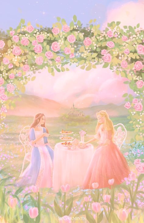 Barbie Princess And The Pauper, Barbie Painting, Barbie Drawing, 12 Dancing Princesses, Princess And The Pauper, Princess Tea Party, Barbie Cartoon, Princess Wallpaper, Pinturas Disney