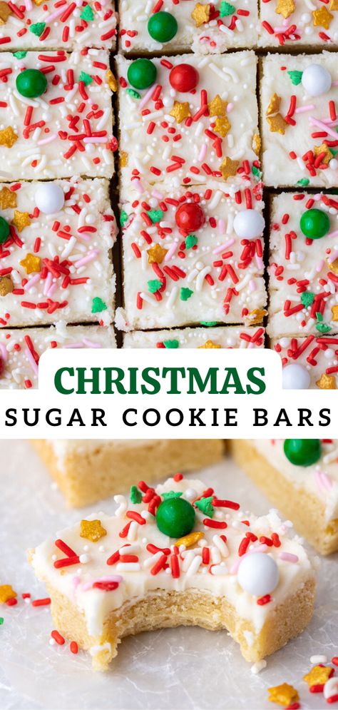 Natal, Sugar Cookie Bar Recipe, Christmas Sugar Cookie, Christmas Baking Cookies, Christmas Baking Recipes, Sugar Cookie Bars, Christmas Food Desserts, Xmas Cookies, Christmas Sugar Cookies