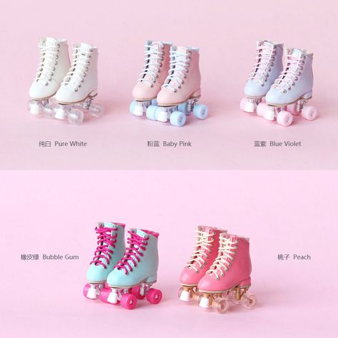 In-stock!! Please provide name and address in English for shipment. Many thanks. SK Couture Roller Skates 1 pair of Roller Skates Only, other accessories NOT included. Blythe Size: length 3.5cm, width 1.9cm Fits: Blythe, obitsu 21-24, Pureneemo XS-M, Momoko, Holala, Pullip, Lati Yellow & other 1/8 BJD. 1/6 BJD Size: length 4.8cm, width 2.2cm, heels height 0.8cm. Fits: YOSD, imda3.0 and other 1/6BJD. Please acknowledge that the photos are samples only and we may or may not make minor changes Roller Skating Outfits, Retro Roller Skates, Roller Skate Shoes, Roller Shoes, Burton Snowboards, Skating Outfits, Skateboard Art, Kitesurfing, Roller Skate