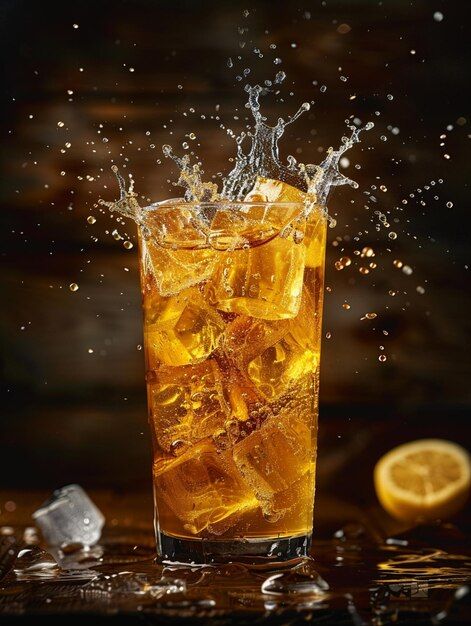 Photo a commercial photography of a glas... | Premium Photo #Freepik #photo Ice Tea Photography, Ice Lemon Tea, Tea Photography, Premium Tea, Lemon Tea, Ice Tea, Ice Cubes, Commercial Photography, Iced Tea