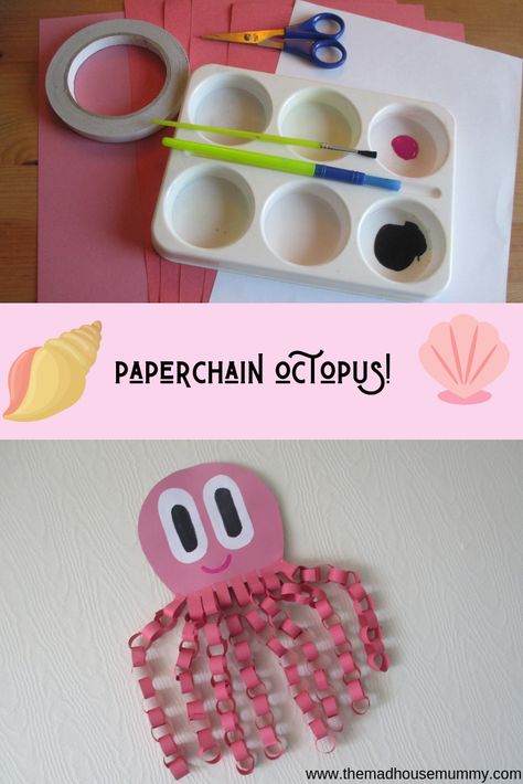 Paper Chain Octopus, Under The Sea Craft, Craft For Children, Ocean Animal Crafts, Whale Crafts, Under The Sea Crafts, Jellyfish Craft, Paper Chain, Sea Crafts