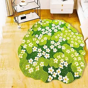 Circular Area Rug, Cottagecore Home Design, Dorm Room Rug, Jungle Room Decor, Kids Jungle Room, Korean Decor, Fresh Room, Area Rugs For Bedroom, Moss Rug