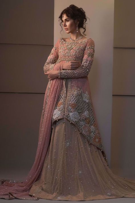 Annus Abrar - Women's clothing Designer. Eccentric elegance Short Frock With Trouser, Lehanga For Bridal, Short Frocks Design, Annus Abrar, Pakistani Bridal Lehenga, Pakistani Lehenga, Short Frocks, Wedding Dresses Pakistani, Frocks Design