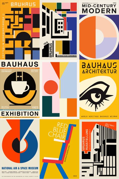 #etsy #bauhaus #midcenturymodern #modern #poster Poster Color Scheme, Bauhaus Website Design, Bauhaus Design Graphic, Bauhaus Branding, Bauhaus Moodboard, Bauhaus Design Architecture, Bauhaus Typography, Bauhaus Graphic Design, Bauhaus Poster Design