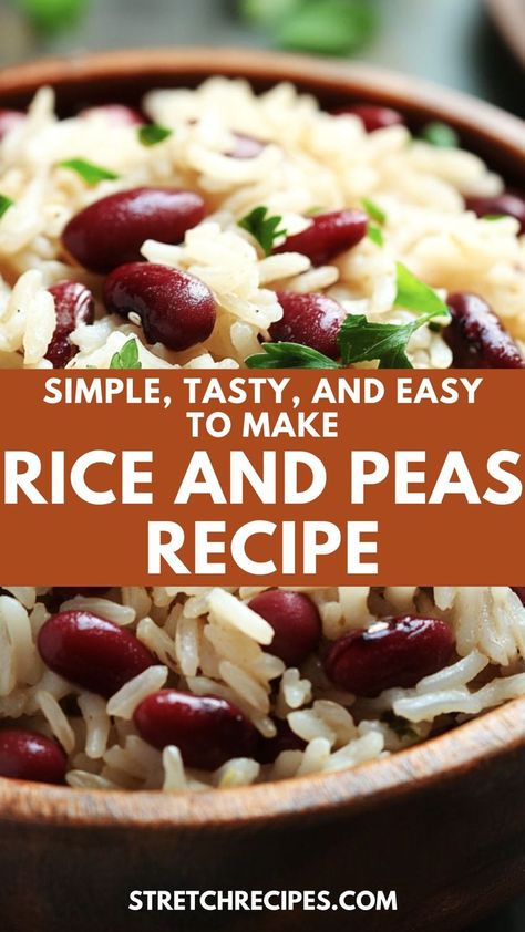 Ready to master rice and peas recipe? Our easy rice and peas recipe is a game-changer! It's easy, tasty, and sure to become a family favorite. Save this pin and visit our blog for step-by-step instructions. Spanish Rice And Peas, Caribbean Rice And Peas Recipe, Jamaican Rice And Beans, Jamaican Rice And Peas Recipe, Rice And Peas Jamaican, Rice And Peas Recipe, Red Beans And Rice Recipe Easy, Jamaican Rice And Peas, Peas And Rice