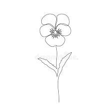 Violet flower on white stock vector. Illustration of icon - 186562410 Easy Violet Drawing, Line Art Violet Flower, Simple Violet Drawing, Violet Flower Line Drawing, Violet Outline Tattoo, Violet Line Tattoo, Violet Drawing Simple, How To Draw Violets, Violet Tattoo Simple