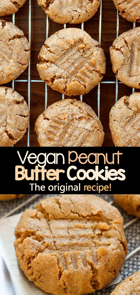 The Original Vegan Peanut Butter Cookie Recipe Chickpea Chocolate Chip Cookies, Chickpea Chocolate, Gluten Free Peanut Butter Cookies, Flourless Peanut Butter Cookies, Vegan Peanut Butter Cookies, Best Peanut Butter Cookies, Cookies Healthy, Cookies Gluten Free, Gluten Free Peanut Butter