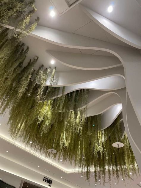 Biophilic Ceiling Design, Organic Ceiling Design, Green Ceiling, Church Design Architecture, Commercial Space Design, Fairytale House, Ceiling Plan, Jewelry Store Design, Ceiling Installation