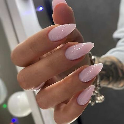 Amazon.com: Coquette Glossy Pink Nails, Nails Medium Length Almond, Classy Almond Nails, Press On Nails Almond, Nails Medium Length, Nude Nail Designs, Nails Medium, Almond Nail, Nails For Women