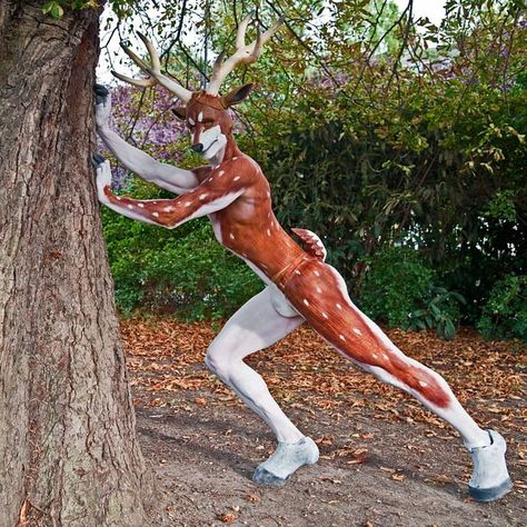 #deer #bodypaint #park #creature #humanimal #reindeer #entertainment #creative #art #animal #youtuber #London #forest Tumblr, Deer Skeleton, Body Painting Men, Leg Reference, Deer Costume, Deer Camp, Deer Photos, Safari Park, Standing Poses