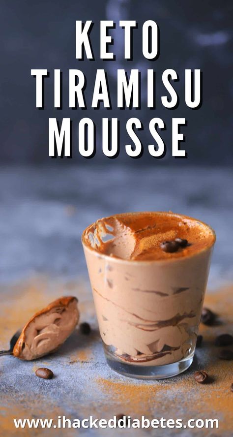 A creamy and delicious keto tiramisu mousse made with espresso, mascarpone and cocoa powder. See the recipe link for details and nutrition.