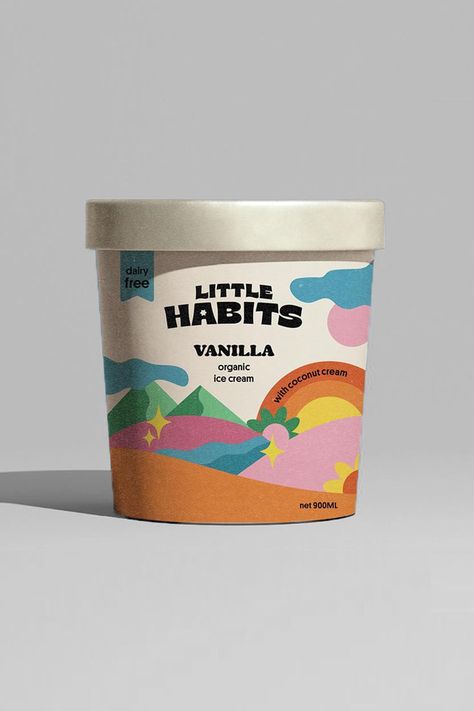 Organic Ice Cream, Graphic Designer Studio, Bucket Design, Cream Packaging, Milk Brands, Ice Cream Packaging, Ice Cream Design, Ice Cream Brands, Logo Minimalist