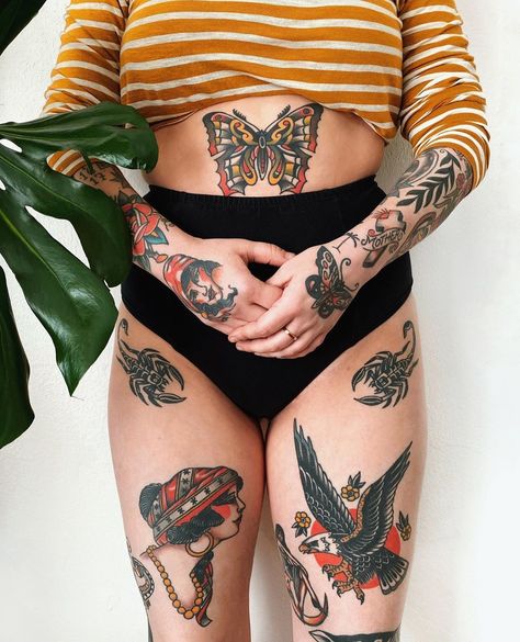 noelle turnage on Instagram: “ready to fill up more space. ❤️” Noelle Turnage, Badass Tattoos For Men, Fantastic Tattoo, Traditional Back Tattoo, Continuous Line Tattoo, Tattoos For Men And Women, Full Tattoo, Traditional Tattoo Sleeve, Hip Tattoos Women