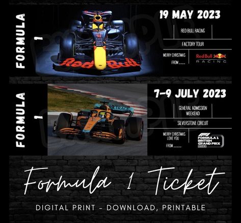 F1 Experience, Formula 1 Tickets, Custom Tickets, One Ticket, Ticket Template, Red Bull Racing, Formula One, Red Bull, Marketing And Advertising