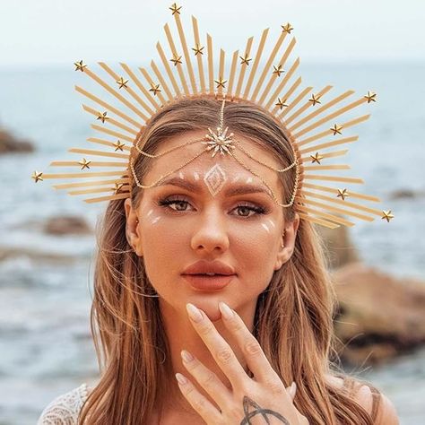 Amazon.com: BARTOSI Star Headbands Gold Spiked Zip Tie Halo Crown Greek Goddess Headpiece Mary Halo Crown Headband Wedding Halloween Headdress for Cosplay Costume Party : Clothing, Shoes & Jewelry Greek Goddess Headpiece, Star Costume, Goddess Crown, Crown For Women, Headpiece Diy, Wedding Halloween, Halo Crown, Gold Headpiece, Halloween Headband