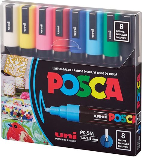 Amazon.com: POSCA 8-Color Paint Marker Set, PC-5M Medium : Everything Else Posca Pens, Paint Marker Pen, Posca Marker, Posca Art, Acrylic Paint Pens, Marker Set, Acrylic Craft Paint, Mini Envelopes, Paint Marker